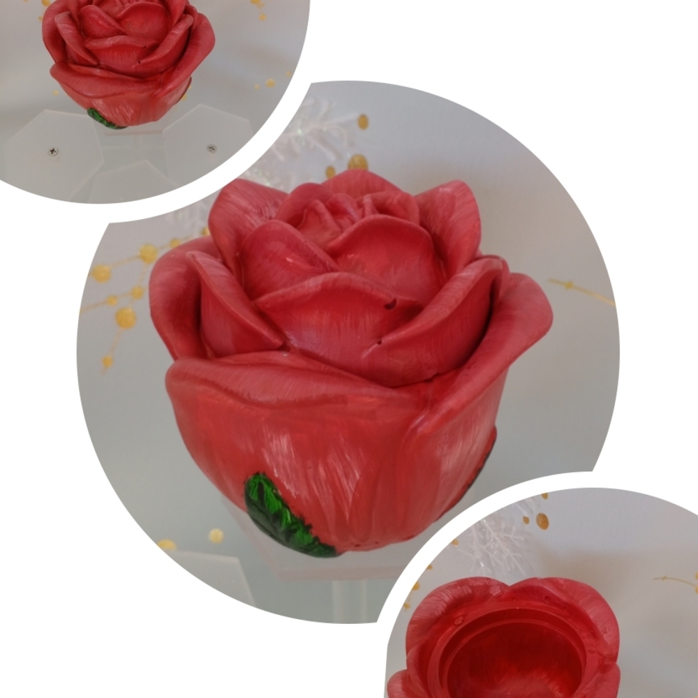 NEW Red Ceramic Rose Art Piece